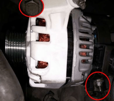 Alternator should be in normal position – To immobilize use second screw. Connecting B+ wire with their screw-pin